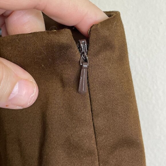 Jones New York CROP Capri Pants Womens 22W 2X Brown BEADED Trim STRETCH Zip - Picture 5 of 12